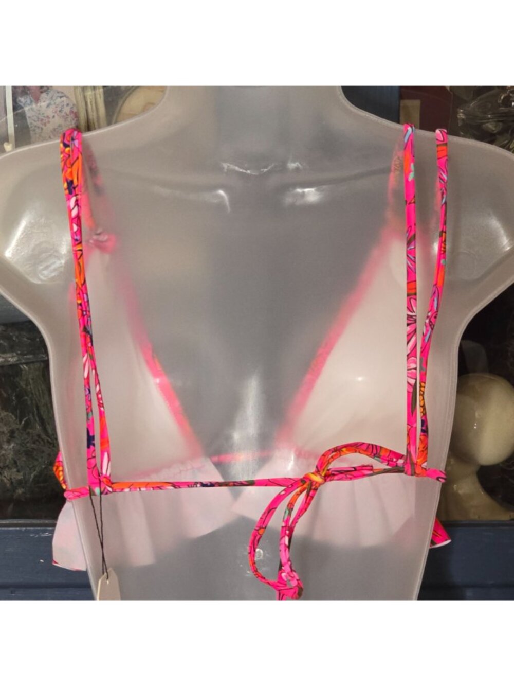 Floral Bikini Set M Pink Two Piece High Waist Ruffle Accent Adjustable Triangle - Picture 9 of 11